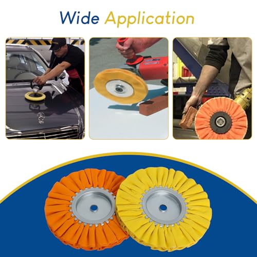 9 Pcs 8 Inch Airway Buffing Wheel Kit, 5/8 Inch Arbor for Angle Grinder | Includes 4 Density-Coded Wheels, 4 Solid Polishing Blocks and Safety Flange for Scratch Removal and Mirror Finishing on Metal