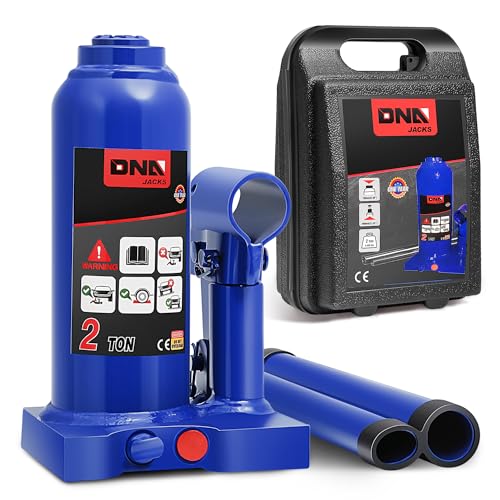 DNA Motoring 2 tons / 4000 lbs Lifting Automotive Welded Hydraulic Bottle Jackfor Sedans Repair, with Manual Handle & Carrying Storage Case, Blue - color: blue, style: 2 ton
