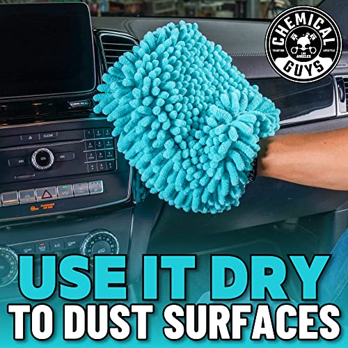 Chemical Guys MIC513 Big Noodle Chenille Microfiber Scratch Free Supersized Car Wash Mitt for Cars, Trucks, SUVs, RVs & More, Turquoise (11" x 12") - size: Large