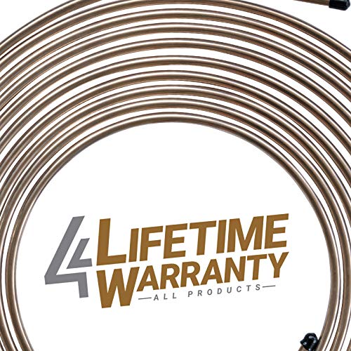 4LIFETIMELINES – 1/4" x 25' Copper-Nickel Brake Line Kit with 16 SAE Fittings | True CuNi Alloy, Non-Magnetic | Inverted Flare, 0.028" Wall | Rust-Proof Replacement Tubing for Cars & Trucks - size: 1 Coil and Fitting Kit