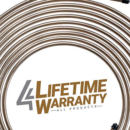 4LIFETIMELINES – 1/4" x 25' Copper-Nickel Brake Line Kit with 16 SAE Fittings | True CuNi Alloy, Non-Magnetic | Inverted Flare, 0.028" Wall | Rust-Proof Replacement Tubing for Cars & Trucks - size: 1 Coil and Fitting Kit