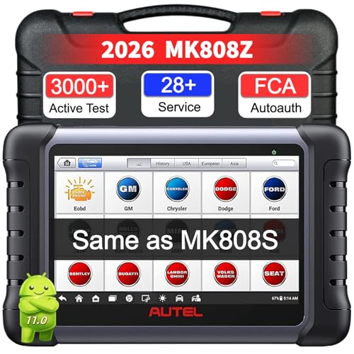 Autel MaxiCOM MK808Z OBD2 Scanner, 2026 Bidirectional Scan Tool Same As MK808S MX808S, Work as MaxiCheck MX900 MK900BT, Active Test, 28+ Service, All System Diagnose, Injector Coding, FCA Autoauth