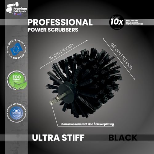 Premium Drill Brush Professional – Ultra-Stiff 3.5 in Black | Scratch-Free Heavy-Duty Cleaning Brush for Concrete, Brick, Stone, Metal, Masonry, Garage, BBQ Grills, Rust and Construction Tools - color: Black, size: 3,5in