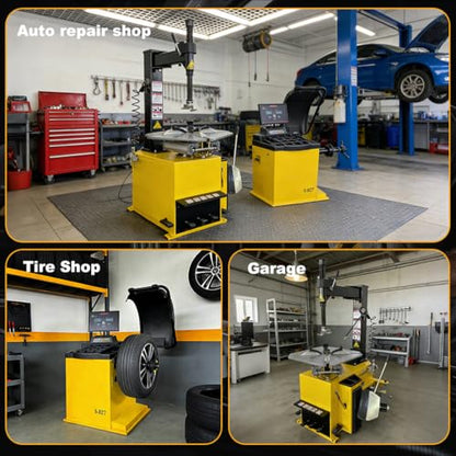 Tire Changer and Automatic Wheel Balancer Combo with 12"-24" Rim Range, 110V Professional Equipment for Auto Shops and Garages