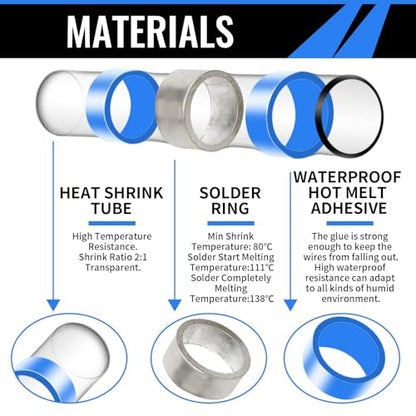Solder Seal Wire Connectors, Heat Shrink Waterproof Solder Butt Connectors | 120PCS Insulated Automotive Marine Electrical Wire Terminals - size: 120PCS