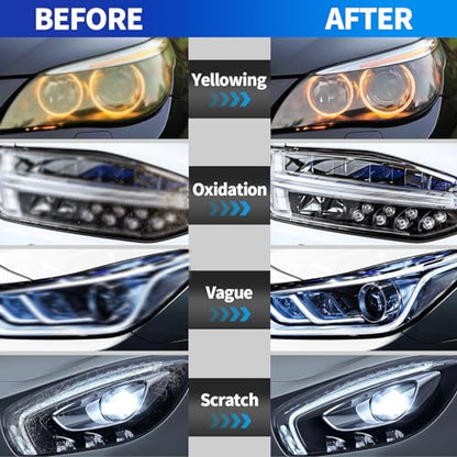 Headlight Restoration Kit, 800g Vapor Headlight Restoration Kit, Head Light Lens Restore Kit with 800g Repair Liquid for Repair Headlight Yellowing/Vague/Scratch/Oxidation - size: Large
