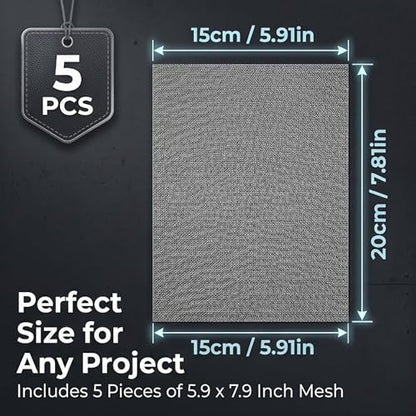 5 Pcs Plastic Welding Mesh Reinforcing Stainless Steel Wire Mesh Screen for Thermoplastic Repairs, 7.87 x 5.91 Inch Metal Mesh Screen Repair Kit for Car Bumper and Automotive Plastic Welder
