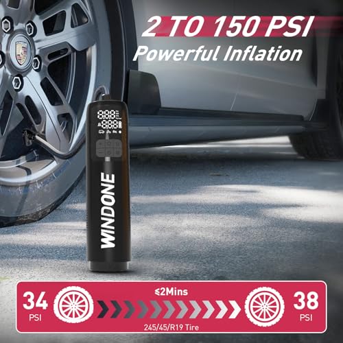 Cybergoing Portable Tire Inflator & Mini Vacuum, 150 PSI Cordless Air Compressor with Deflate Function, LED Display, Auto Shut-Off, Rechargeable Air Pump for Car, Bike, Motorcycle, Balls & Inflatables