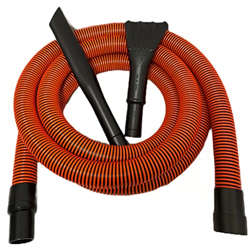 Wet/Dry Vacuum Hose Cleaning Kit, 15' Long Crushproof Hose Fits 2-1/4" Inside Diameter Inlet Port, Includes Professional Detailing Crevice Tool and Nozzle Attachments, Orange - color: Orange