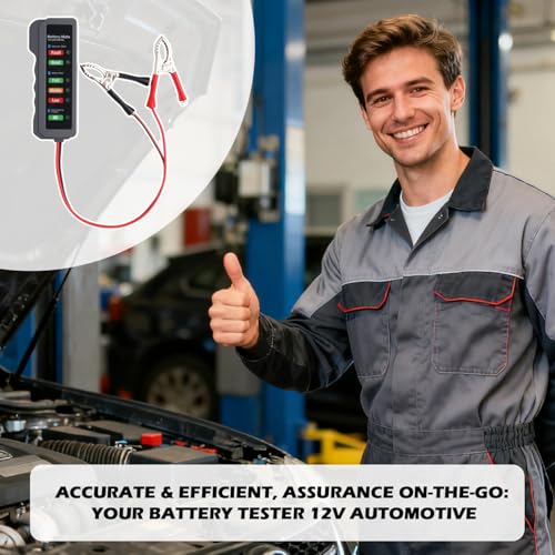12V Battery and Alternator Tester Automotive,Easy to Use Car Battery Tester with LED Indication,Analyzer to Check Car Batteries Load Testers for SUVs,Trucks,Motorcycles
