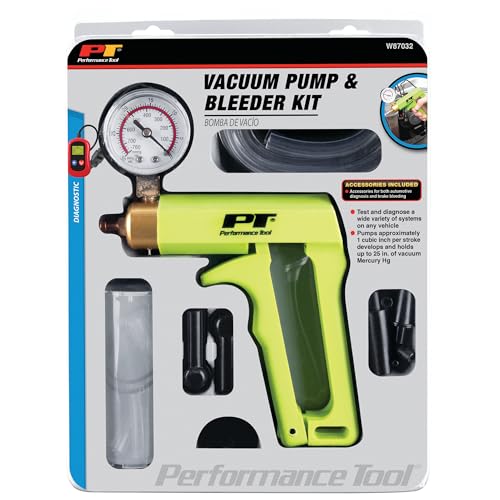 Performance Tool W87032 Vacuum and Fuel Pump Tester - Test and Diagnose Various Vehicle Systems, Complete Kit with Accessories Included - style: Vacuum Pump Kit (Green)