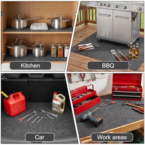 3pcs Garage Floor Mat Oil Spill Mat for Under Car, 36x60in Absorbent Oil Drip Pan, Reusable Oils Pads with PE Backing, Protects Driveway from Leaks & Stains, Deep Gray