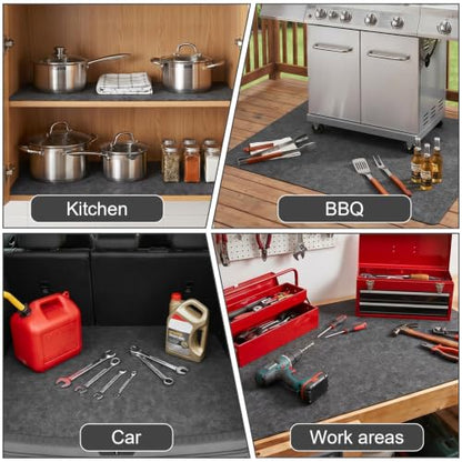 3pcs Garage Floor Mat Oil Spill Mat for Under Car, 36x60in Absorbent Oil Drip Pan, Reusable Oils Pads with PE Backing, Protects Driveway from Leaks & Stains, Deep Gray