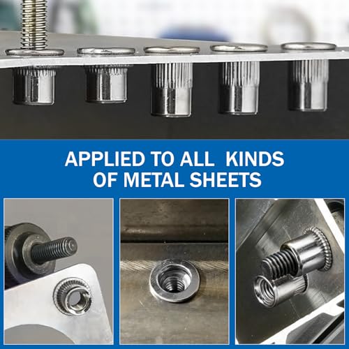 360Pcs Rivet Nut Assortment Kit, Metric Rivnut Set M3 M4 M5 M6 M8 M10 304 Stainless Steel Nutsert Flat Head Knurled Body Threaded Inserts for Metal, Automotive, Furniture - size: SS Metric kits 360pcs