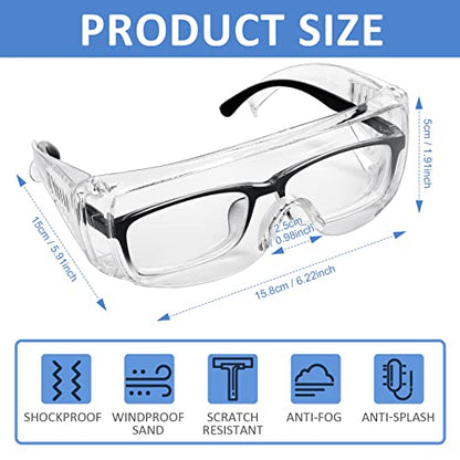 Queekay Safety Glasses over Eyeglasses Anti Dust Impact Scratch Safety Goggles for Men Women Nurses Workers Architect Lab