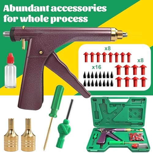 37 Pcs Mushroom Tire Plug Kit,Tire Plug Gun with 16 Plugs for Tubeless Tyre Punctures and Flats on Motorcycle,ATV,Trucks & Tractors,Fix a Flat Roadside Rapid Repair Set
