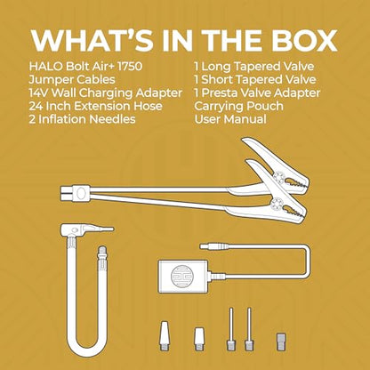 HALO Bolt Air+ 1750 Portable Car Battery Jump Starter | 130 PSI Air Compressor, 59.9Wh USB Power Bank, Large Display, Emergency Floodlight & Charger, Jumps Cars SUVs & Trucks, Inflates Tires — Teal - color: Teal