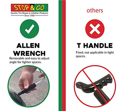 Stop & Go 6000 24 Piece Tubeless Puncture Pilot Tire Repair Kit & Air Compressor for Flats on Motorcycle, Scooter, ATV, UTV, Golf Cart, & Mower (15 Plugs) - size: 24 Piece Tubeless Puncture Pilot Tire Repair Kit