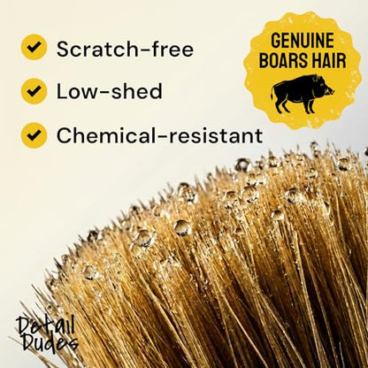 Car Detailing Brush Set 3-Pack, Interior and Exterior, Detail Dudes | Scratch-Free Boars Hair - Exterior & Interior Cleaning Brushes - Safe for Leather, Piano Black Trim, Dashboards & Wheels - size: 3 Pack(Starter)