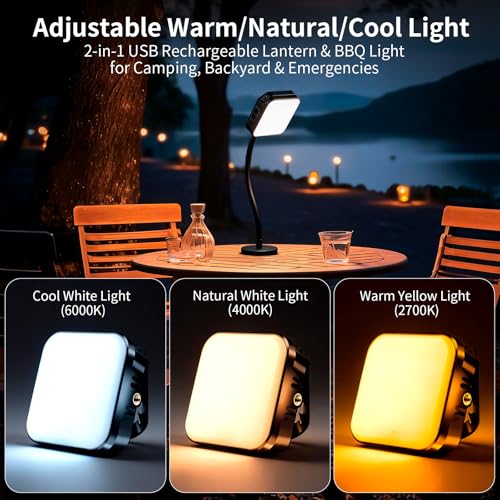 Ultra-Bright Magnetic Grill Lights for Outdoor Grill, Rechargeable Grill Light Waterproof BBQ Light for Grill, 360° Rotate Camping Lights, BBQ Accessory Gift for Men