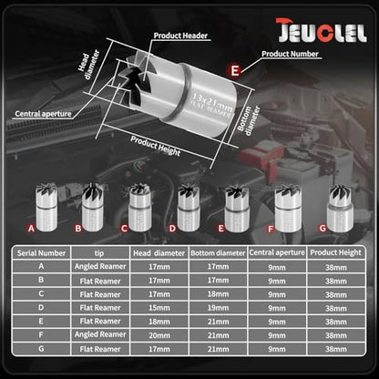 11PCS Diesel Injector Seat Cutter Tool Set Compatible with Mercedes-Benz CDI BMW Ford, Cutter Flat Reamer Repair Tool with Flat Reamer Angled Reamer Hex Key Cleaner Disassemble Tool Kit
