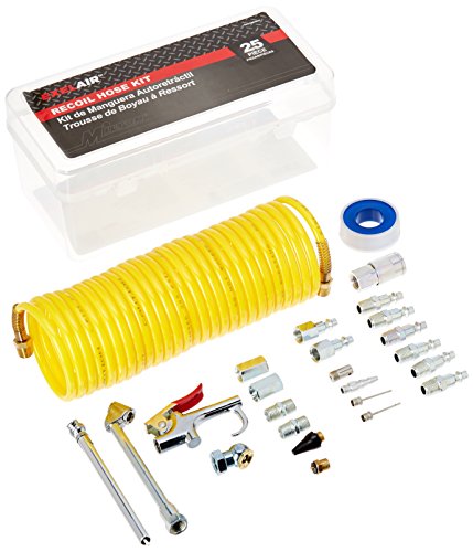EXELAIR by Milton EX0325HKIT 25' Recoil Hose/Air Accessory Kit - (25-Piece) , Yellow