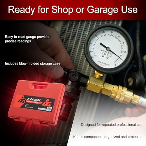 Tusk Leak Down Tester – Engine Cylinder Leakage Tester with Dual Gauges and Hose