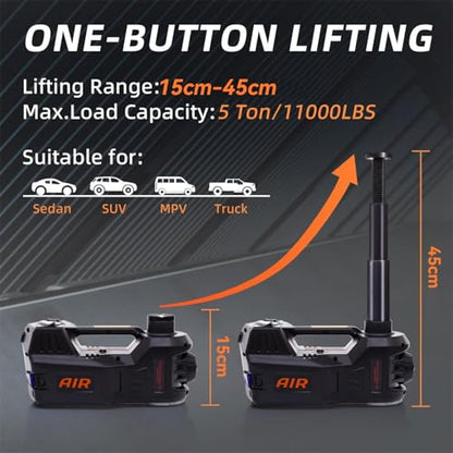 Electric Hydraulic Car Jack - Upgraded 4 in 1 Floor Jack Lift Kit 5 Ton Vehicle Trailer Truck Trolley Jack Stand Tire Change and Emergency Tyre Repair,Black Jack - color: Black Jack