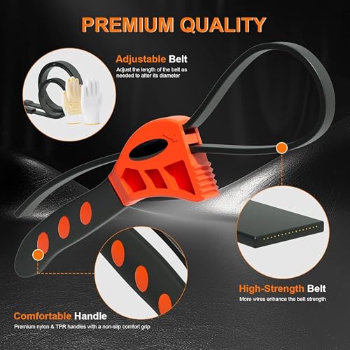 Anabiya’s Creation - 2-Pack Adjustable Rubber Strap Wrench – 6" & 8" Multi-Use Belt Wrench for Plumbing, Shower Heads, Oil Filters & Jar Opening | Strong Grip Jar Opener for Weak Hands