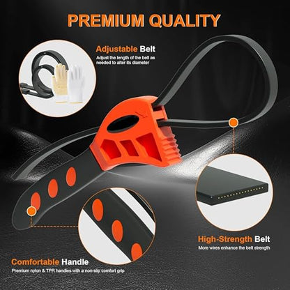 Anabiya’s Creation - 2-Pack Adjustable Rubber Strap Wrench – 6" & 8" Multi-Use Belt Wrench for Plumbing, Shower Heads, Oil Filters & Jar Opening | Strong Grip Jar Opener for Weak Hands
