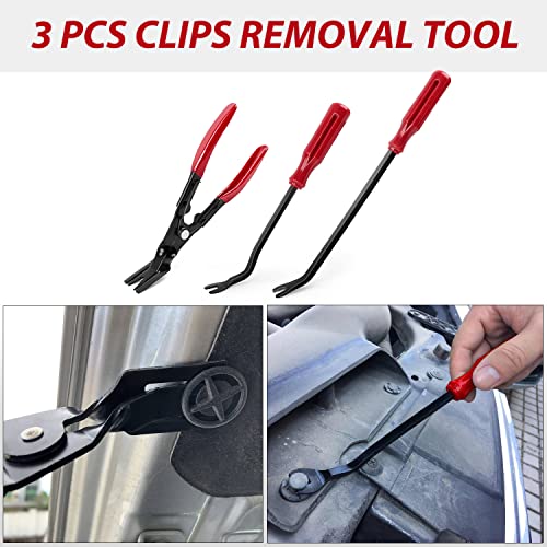 Nilight Trim Removal Tool 88Pcs, Auto Push Pin Bumper Retainer Clip Set Fastener Terminal Remover Tool Adhesive Cable Clips Kit Car Panel Radio Removal Auto Clip Pliers - color: 88 Clips+ Remover Tools Red