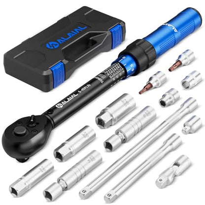 3/8" Drive Magnetic Spark Plug Socket Set, 5-45FT.LB/6.8-61Nm | Click Torque Wrench, 14PCS Swivel Spark Plug Socket, Universal Joint, Extension Bar, CR-V Steel for Easy Spark Plug Removal - size: 14PCS