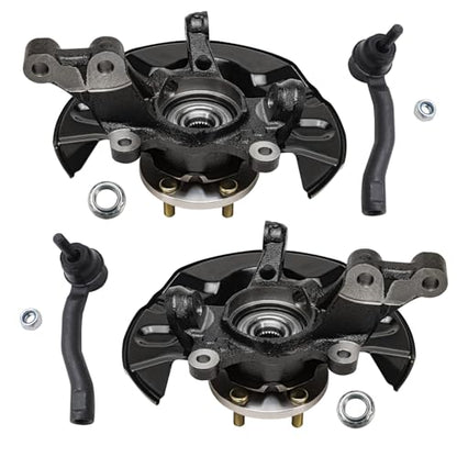 Detroit Axle - Front 4pc Steering Knuckles Kit for 03-08 Toyota Corolla, 2 Steering Knuckles & Wheel Bearing Hubs 2 Outer Tie Rods 2003 2004 2005 2006 2007 2008 Replacement - size: 4SU47746/Kit