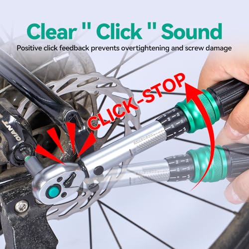 1/4" Bike Torque Wrench Set, 45 PCS Bicycle Click Torque Wrench and Bit Set, 8.8-221.2 in·lb/1-25 Nm, Dual-Direction Adjustable 72 Tooth Ratchet, ±3% Accuracy, Road/Mountain Bike Cycling Tool Kit - size: 45PCS (1-25 Nm)