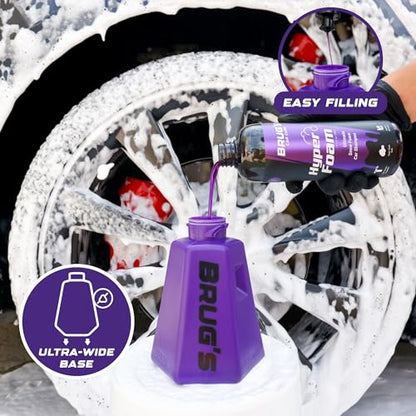 Brug's™ Pro Foam Cannon V2 - Professional Car Wash Foam Gun for Pressure Washer - Adjustable Spray Blaster, 1.1mm Orafice, Wide Neck Bottle, 1/4" Quick Connector - Snow Foam Cannon
