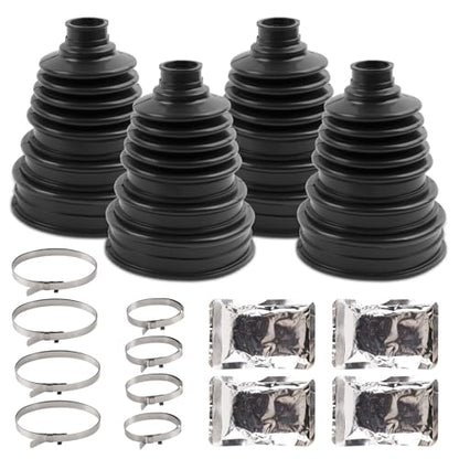 4PCS Universal CV Axle Boot Repair Kit, Not Split CV Boots, Fits 26mm-34mm Shafts, 4.92" (125mm) Height, Premium Silicone, Seals Out Dirt & Moisture, Includes 8 Stainless Steel Clamps, For Cars/Trucks - size: Kit 4