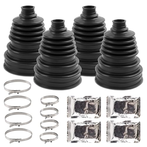 4PCS Universal CV Axle Boot Repair Kit, Not Split CV Boots, Fits 26mm-34mm Shafts, 4.92" (125mm) Height, Premium Silicone, Seals Out Dirt & Moisture, Includes 8 Stainless Steel Clamps, For Cars/Trucks - size: Kit 4