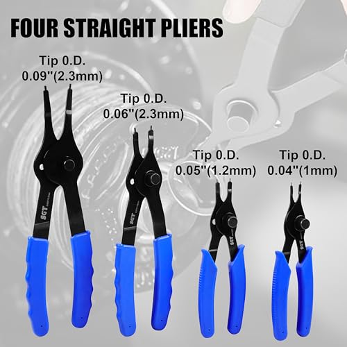 SGT 10 Pc Snap Ring Pliers Set,Heavy Duty Snap Ring and Circlip Removal Tool with Bent & Straight Pliers, Hook Pick,Internal & External Circlip Pliers Set with Storage Case & Gloves - color: Black