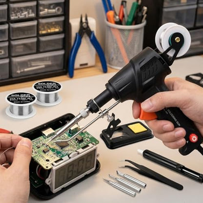 Soldering Gun Kit, Upgrade 120W Adjustable Temp Multi-Function Soldering Iron Set, Soldering Iron Kit for Electronics Welding Repair (11-Piece Set) (Black)