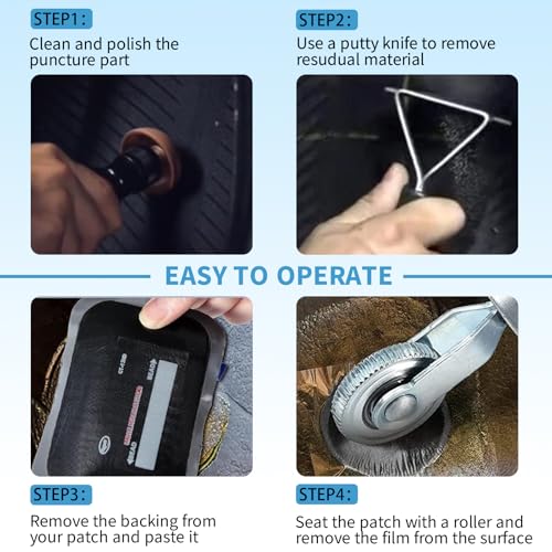 Air Tire Repair and Polish Patch Kit with 2500 RPM tire Buffer, Inner Liner Scraper, Patch Roller, and Durable Buffing Wheel for Tire Maintenanc