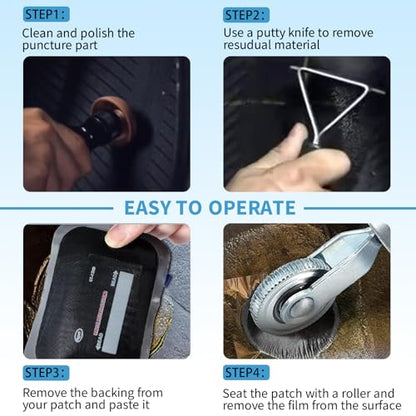 Air Tire Repair and Polish Patch Kit with 2500 RPM tire Buffer, Inner Liner Scraper, Patch Roller, and Durable Buffing Wheel for Tire Maintenanc