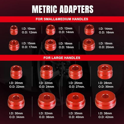Big RED Bearing Press Kit, 33pc Bearing Race and Seal Driver Set with Metric SAE Adapters, Seal Driver Set with 3 Knurled Handles, Bushing Driver Set for Wheel Bearing Installation - color: Black