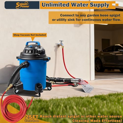 Shop Vac Extractor Attachment Kit for Wet/Dry Vacuum, Universal Hose Adapter for Carpet Upholstery Cleaning & Auto Detailing - size: Small B with Spray Nozzle and Water Hose
