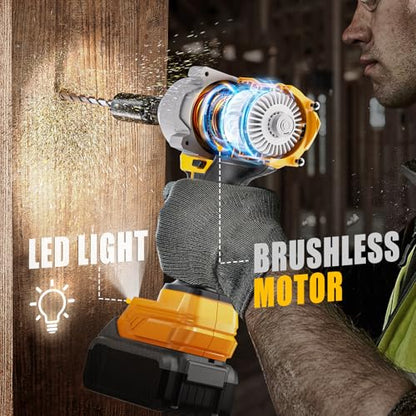 NATBEESY Impact Wrench Compatible with DeWalt 20V Battery: 1/2 Inch Hog Ring Impact Driver - 1000N.m(750ft-lbs) Cordless Impact Gun - Brushless Motor with LED Light And Blet Clip - Tool Only - style: 1000N.M