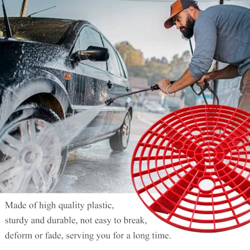 2 PCS Car Wash Bucket Insert, Plastic Wash Bucket Insert Removes Dirt Debris for Car Detailing Cleaning, Auto Detail Grit Trap Fits 12 Inch Diameter or 3-5 Gallon Bucket (Red) - color: Red