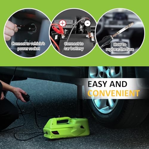 Electric Car Jack 5Ton 12V Hydraulic Car Jack Lift (Lifting Range: 6.1~17.7 inch) Built-in Safety Hammer, and LED Light for SUV MPV Sedan Truck Change Tires Garage Repair - color: Jack