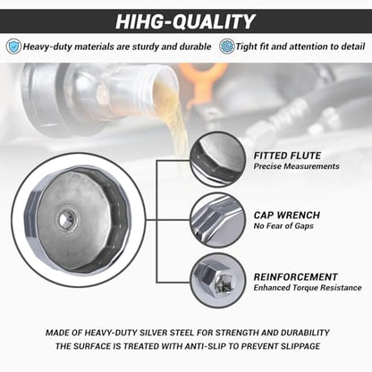 Oil Filter Wrench Compatible with Dodge, Mercedes E320, and Jeep 3.0L Diesel Engines, 83-84mm 14Flutes Cap Removal Tool Socket Alloy Steel