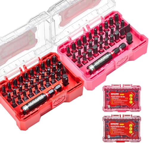 Geinxurn 64Pieces Impact Screwdriver Bits Set, S2 Steel Magnetic Phillips/Slotted/Square/Torx/Hex Muliti Insert Bits Tips Set with Impact Bit Holder and 1/4”Socket Adapter(Storage Box Case) - style: FQ064025-A