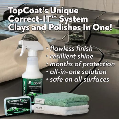 TopCoat® EzClay™ Clay Bar Auto Detailing Kit with EzGlyde™ Clay Lubricant Spray - Remove Contaminants from Hard Surfaces in Seconds - The Only Car Bar You'll Ever Need