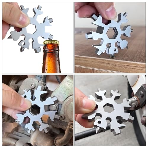 Stocking Stuffers for Men Dad Gifts, Multi Tool 1 Pack 18 in Snowflake Hand Tools Christmas Gifts for Men Dad Husband Outdoors Camping (silver) - color: Silver